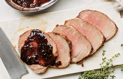 Roasted Pork Loin with Savory Red Wine Fig Sauce