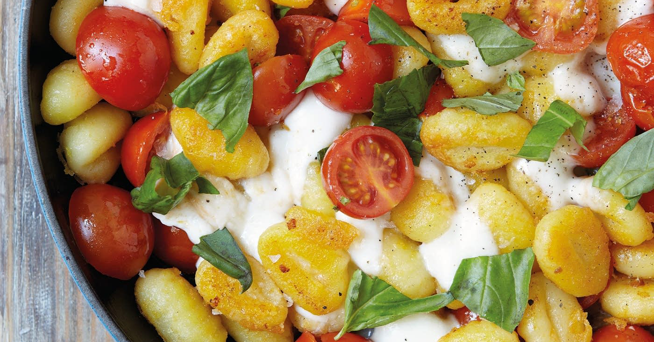 Pan-Fried Gnocchi with Burst Tomatoes and Mozzarella