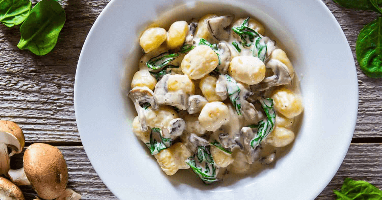 Roasted Gnocchi with Mushrooms and Spinach