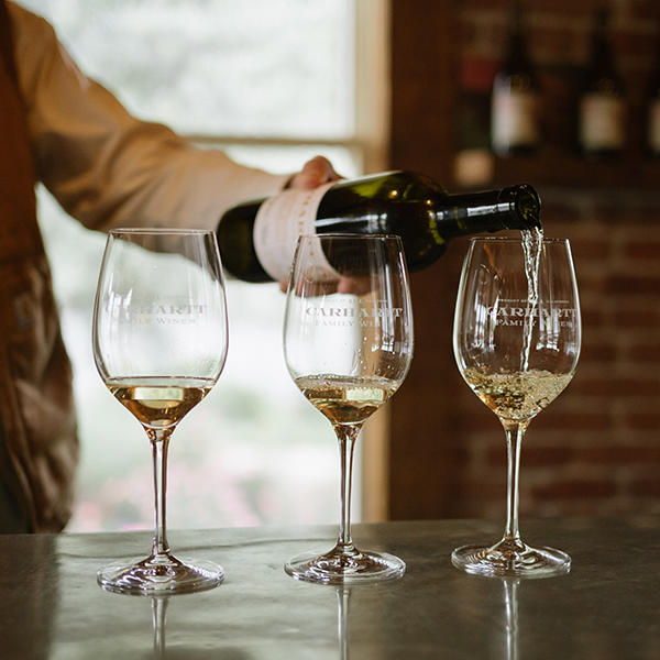 White Wine Pour at Carhartt Family Wines Tasting Room