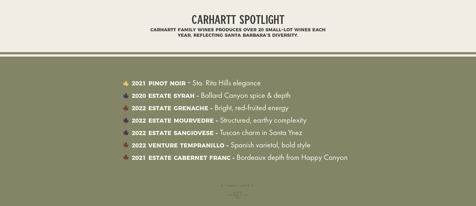 Carhartt Family Wines verities - santa barbara county