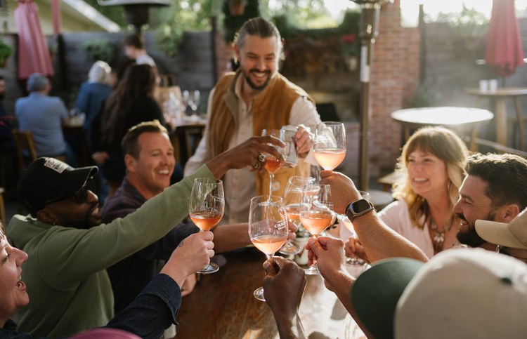 Carhartt Family Wines tasting room patio in Los Olivos, Santa Ynez Valley